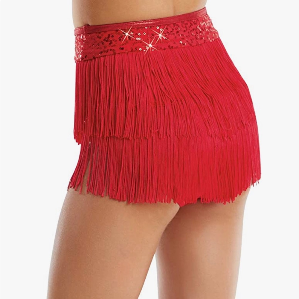 Dance Costume Red Fringe Breifs